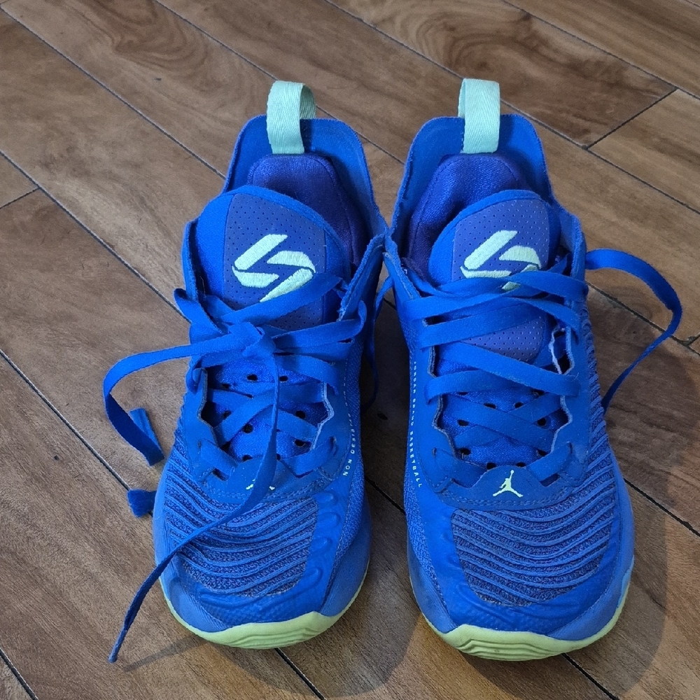 Jordan Green and Blue Athletic Sneakers with Modern Design